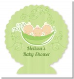 Triplets Three Peas in a Pod Caucasian - Personalized Baby Shower Centerpiece Stand