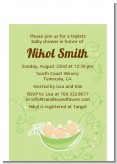 Triplets Three Peas in a Pod Caucasian - Baby Shower Petite Invitations