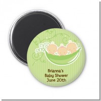 Triplets Three Peas in a Pod Caucasian - Personalized Baby Shower Magnet Favors