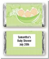 Triplets Three Peas in a Pod Caucasian Three Girls - Personalized Baby Shower Mini Candy Bar Wrappers