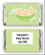 Triplets Three Peas in a Pod Caucasian Three Girls - Personalized Baby Shower Mini Candy Bar Wrappers thumbnail