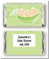 Triplets Three Peas in a Pod Caucasian Two Boys One Girl - Personalized Baby Shower Mini Candy Bar Wrappers