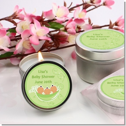 Triplets Three Peas in a Pod Hispanic Three Girls - Baby Shower Candle Favors