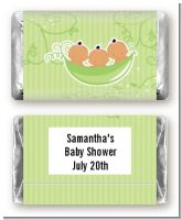 Triplets Three Peas in a Pod Hispanic Three Girls - Personalized Baby Shower Mini Candy Bar Wrappers