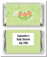 Triplets Three Peas in a Pod Hispanic Two Boys One Girl - Personalized Baby Shower Mini Candy Bar Wrappers