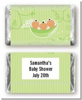 Triplets Three Peas in a Pod Hispanic Two Girls One Boy - Personalized Baby Shower Mini Candy Bar Wrappers