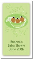 Triplets Three Peas in a Pod African American - Custom Rectangle Baby Shower Sticker/Labels