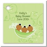 Triplets Three Peas in a Pod African American - Personalized Baby Shower Card Stock Favor Tags
