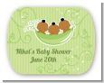 Triplets Three Peas in a Pod African American - Personalized Baby Shower Rounded Corner Stickers thumbnail