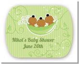 Triplets Three Peas in a Pod African American - Personalized Baby Shower Rounded Corner Stickers