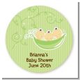 Triplets Three Peas in a Pod Asian - Round Personalized Baby Shower Sticker Labels thumbnail