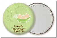 Triplets Three Peas in a Pod Caucasian - Personalized Baby Shower Pocket Mirror Favors