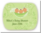 Triplets Three Peas in a Pod Hispanic - Personalized Baby Shower Rounded Corner Stickers
