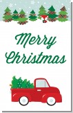 Vintage Red Truck With Tree - Personalized Christmas Wall Art
