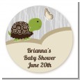Baby Turtle Neutral - Round Personalized Baby Shower Sticker Labels thumbnail