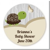 Baby Turtle Neutral - Round Personalized Baby Shower Sticker Labels