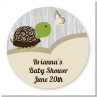 Baby Turtle Neutral - Round Personalized Baby Shower Sticker Labels
