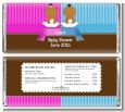 Twin Babies 1 Boy and 1 Girl African American - Personalized Baby Shower Candy Bar Wrappers thumbnail