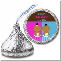 Twin Babies 1 Boy and 1 Girl African American - Hershey Kiss Baby Shower Sticker Labels