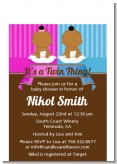 Twin Babies 1 Boy and 1 Girl African American - Baby Shower Petite Invitations