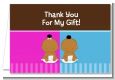 Twin Babies 1 Boy and 1 Girl African American - Baby Shower Thank You Cards thumbnail