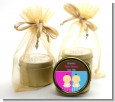 Twin Babies 1 Boy and 1 Girl Asian - Baby Shower Gold Tin Candle Favors thumbnail