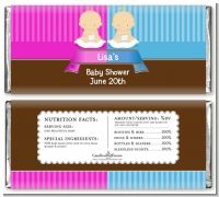 Twin Babies 1 Boy and 1 Girl Caucasian - Personalized Baby Shower Candy Bar Wrappers