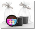 Twin Babies 1 Boy and 1 Girl Caucasian - Baby Shower Black Candle Tin Favors thumbnail