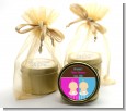 Twin Babies 1 Boy and 1 Girl Caucasian - Baby Shower Gold Tin Candle Favors thumbnail