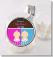 Twin Babies 1 Boy and 1 Girl Caucasian - Personalized Baby Shower Candy Jar thumbnail