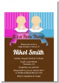 Twin Babies 1 Boy and 1 Girl Caucasian - Baby Shower Petite Invitations