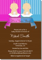 Twin Babies 1 Boy and 1 Girl Caucasian - Baby Shower Invitations
