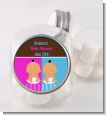 Twin Babies 1 Boy and 1 Girl Hispanic - Personalized Baby Shower Candy Jar thumbnail