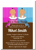 Twin Babies 1 Boy and 1 Girl Hispanic - Baby Shower Petite Invitations