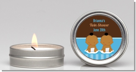 Twin Baby Boys African American - Baby Shower Candle Favors
