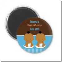 Twin Baby Boys African American - Personalized Baby Shower Magnet Favors