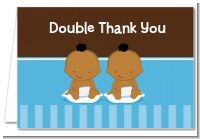 Twin Baby Boys African American - Baby Shower Thank You Cards