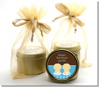 Twin Baby Boys Asian - Baby Shower Gold Tin Candle Favors