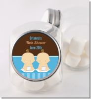 Twin Baby Boys Caucasian - Personalized Baby Shower Candy Jar