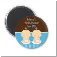 Twin Baby Boys Caucasian - Personalized Baby Shower Magnet Favors thumbnail