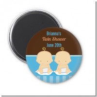 Twin Baby Boys Caucasian - Personalized Baby Shower Magnet Favors