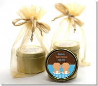 Twin Baby Boys Hispanic - Baby Shower Gold Tin Candle Favors