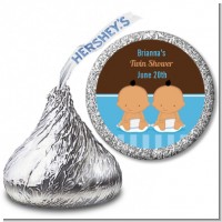 Twin Baby Boys Hispanic - Hershey Kiss Baby Shower Sticker Labels