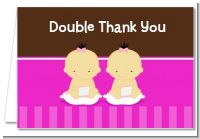 Twin Baby Girls Asian - Baby Shower Thank You Cards