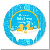 Twin Duck - Round Personalized Baby Shower Sticker Labels