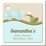 Twin Elephant Boys - Personalized Baby Shower Card Stock Favor Tags