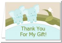 Twin Elephant Boys - Baby Shower Thank You Cards