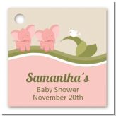 Twin Elephant Girls - Personalized Baby Shower Card Stock Favor Tags