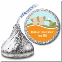 Twin Elephants - Hershey Kiss Baby Shower Sticker Labels