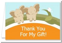 Twin Elephants - Baby Shower Thank You Cards